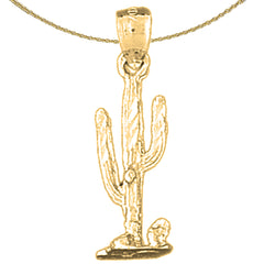 3D-Kaktus-Anhänger aus Sterlingsilber (rhodiniert oder gelbgoldbeschichtet)