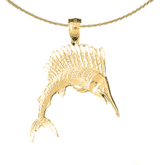 Sterling Silver Sailfish Pendant (Rhodium or Yellow Gold-plated)