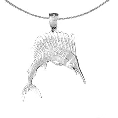 Sterling Silver Sailfish Pendant (Rhodium or Yellow Gold-plated)