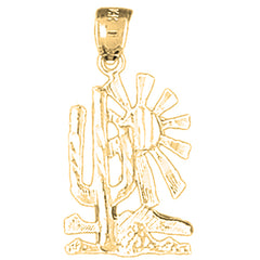 Yellow Gold-plated Silver Desert Scene Pendant