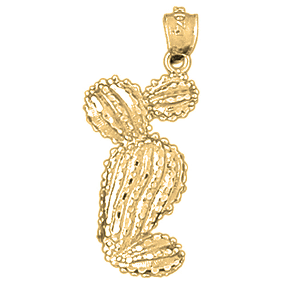 Yellow Gold-plated Silver Cactus Pendant