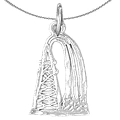 Pozo de petróleo de plata de ley, colgante de plataforma petrolera (rodio o chapado en oro amarillo)