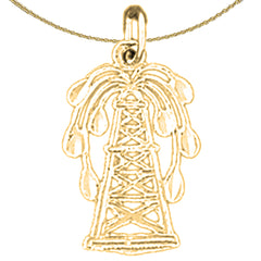 Pozo de petróleo de plata de ley, colgante de plataforma petrolera (rodio o chapado en oro amarillo)