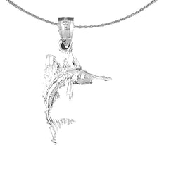 Sterling Silver Sailfish Pendant (Rhodium or Yellow Gold-plated)