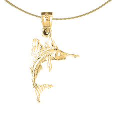 Sterling Silver Sailfish Pendant (Rhodium or Yellow Gold-plated)