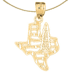 Sterling Silver Texas Oil Rig Pendant (Rhodium or Yellow Gold-plated)