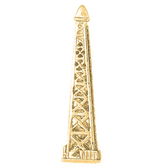 Yellow Gold-plated Silver 3D Oil Rig Pendant