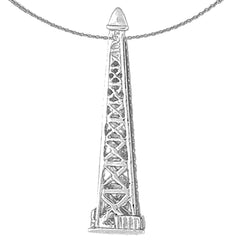 Colgante de plataforma petrolera 3D de plata de ley (chapado en rodio o oro amarillo)