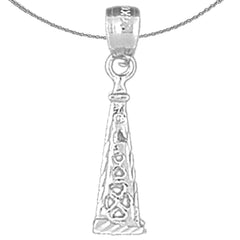 Colgante de plataforma petrolera 3D de plata de ley (chapado en rodio o oro amarillo)