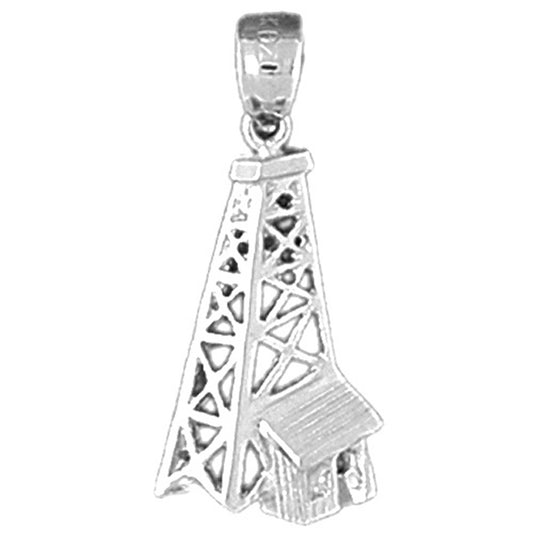 Sterling Silver Oil Well, Oil Rig Pendant