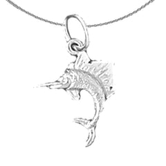 Sterling Silver Sailfish Pendant (Rhodium or Yellow Gold-plated)