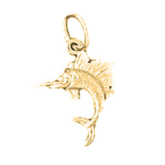 Yellow Gold-plated Silver Sailfish Pendant