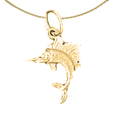 Sterling Silver Sailfish Pendant (Rhodium or Yellow Gold-plated)
