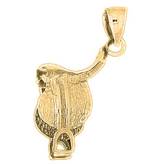 Yellow Gold-plated Silver 3D Saddle Pendant