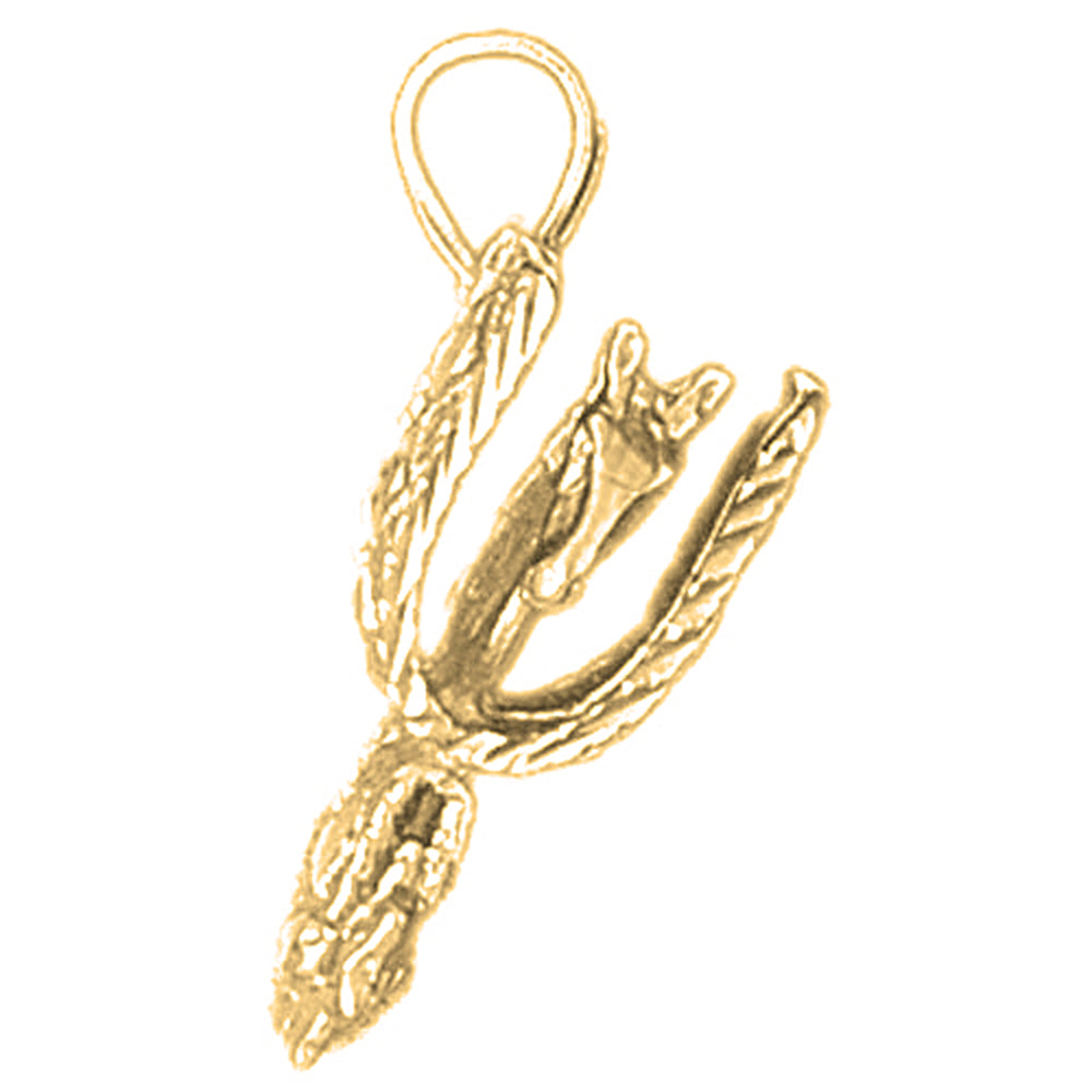 Yellow Gold-plated Silver 3D Spurs Pendant