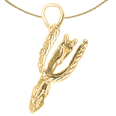 Sterling Silver 3D Spurs Pendant (Rhodium or Yellow Gold-plated)