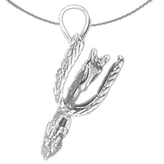 Sterling Silver 3D Spurs Pendant (Rhodium or Yellow Gold-plated)