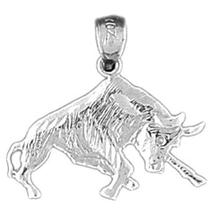 Sterling Silver Bull, Bull Fighting Pendant