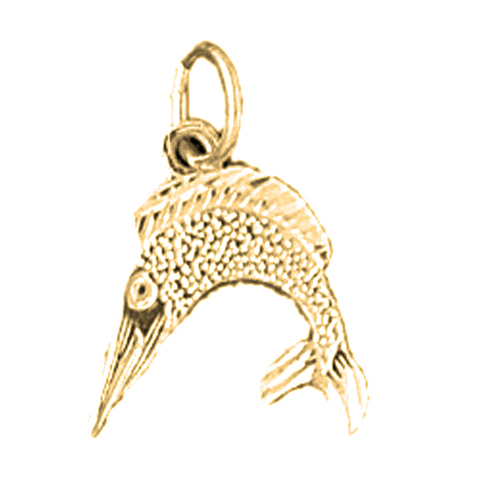 Yellow Gold-plated Silver Sailfish Pendant