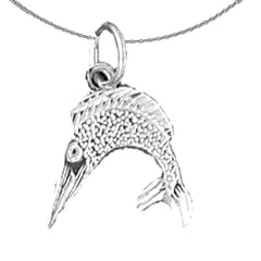 Sterling Silver Sailfish Pendant (Rhodium or Yellow Gold-plated)
