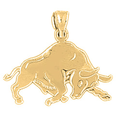 Yellow Gold-plated Silver Bull, Bull Fighting Pendant