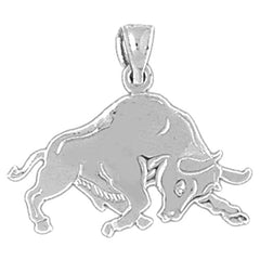 Sterling Silver Bull, Bull Fighting Pendant