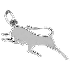 Sterling Silver Bull, Bull Fighting Pendant