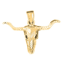 Yellow Gold-plated Silver Steer Head Pendant