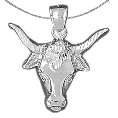 Colgante de cabeza de novillo de plata de ley (bañado en rodio o oro amarillo)