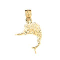 Yellow Gold-plated Silver Sailfish Pendant