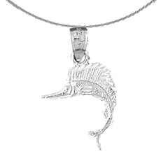 Sterling Silver Sailfish Pendant (Rhodium or Yellow Gold-plated)