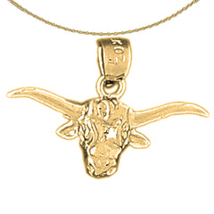 Colgante de cabeza de novillo de plata de ley (bañado en rodio o oro amarillo)