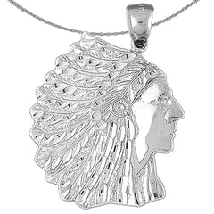 Sterling Silver Indian Head Pendants (Rhodium or Yellow Gold-plated)