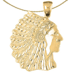 Sterling Silver Indian Head Pendants (Rhodium or Yellow Gold-plated)