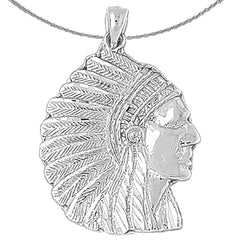 Sterling Silver Indian Head Pendants (Rhodium or Yellow Gold-plated)