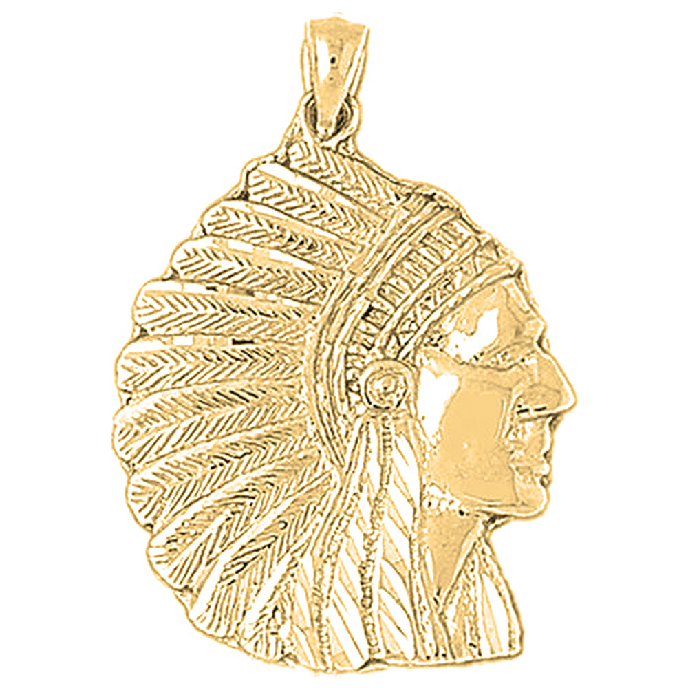 Yellow Gold-plated Silver Indian Head Pendants