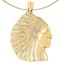 Sterling Silver Indian Head Pendants (Rhodium or Yellow Gold-plated)