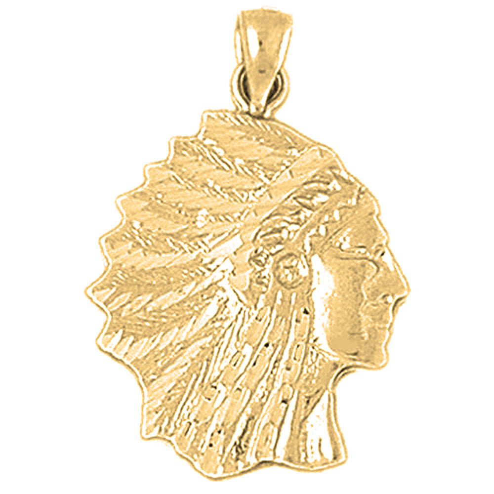Yellow Gold-plated Silver Indian Head Pendants