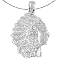 Sterling Silver Indian Head Pendants (Rhodium or Yellow Gold-plated)