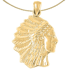 Sterling Silver Indian Head Pendants (Rhodium or Yellow Gold-plated)