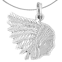 Sterling Silver Indian Head Pendants (Rhodium or Yellow Gold-plated)
