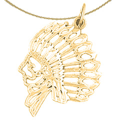 Sterling Silver Indian Head Pendants (Rhodium or Yellow Gold-plated)