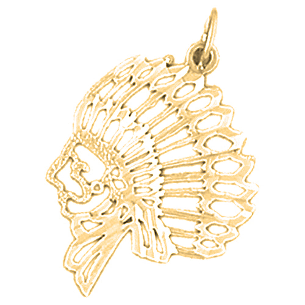 Yellow Gold-plated Silver Indian Head Pendants