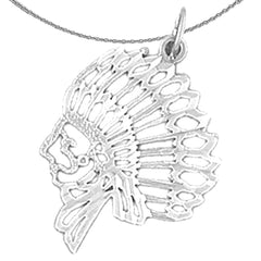 Sterling Silver Indian Head Pendants (Rhodium or Yellow Gold-plated)