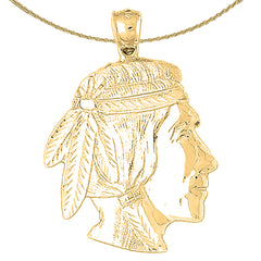 Sterling Silver Indian Head Pendants (Rhodium or Yellow Gold-plated)
