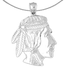Sterling Silver Indian Head Pendants (Rhodium or Yellow Gold-plated)