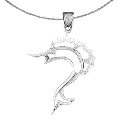 Sterling Silver Sailfish Pendant (Rhodium or Yellow Gold-plated)