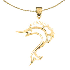 Sterling Silver Sailfish Pendant (Rhodium or Yellow Gold-plated)