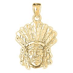 Yellow Gold-plated Silver Indian Head Pendants