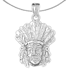 Sterling Silver Indian Head Pendants (Rhodium or Yellow Gold-plated)
